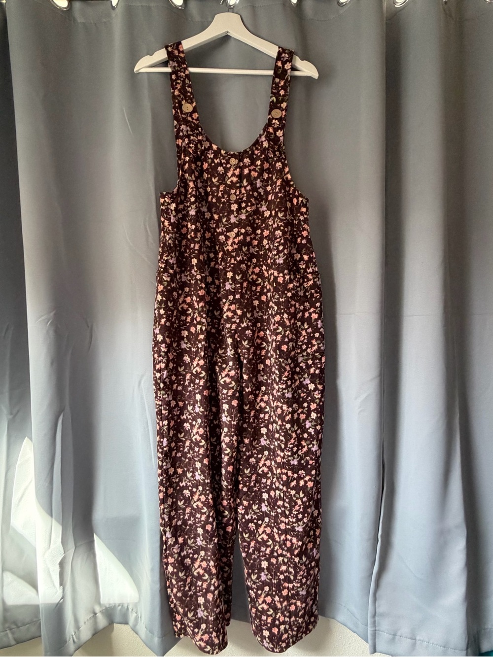 Polagram Dark Plum Floral Jumpsuit with Pink Accents